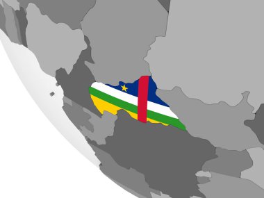 Orta Afrika katıştırılmış bayrak ile gri siyasi dünya üzerinde. 3D çizim.