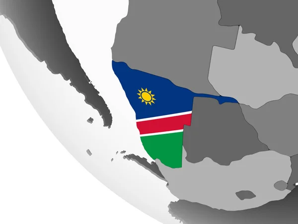 Namibia Grå Politiska Jordglob Med Inbäddade Flagga Illustration — Stockfoto