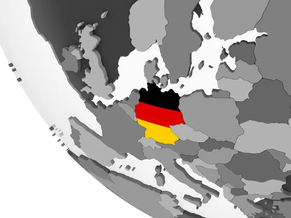 Germany Gray Political Globe Embedded Flag Illustration — Stock Photo, Image