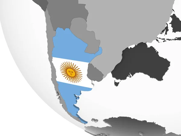 Argentina Gray Political Globe Embedded Flag Illustration — Stock Photo, Image