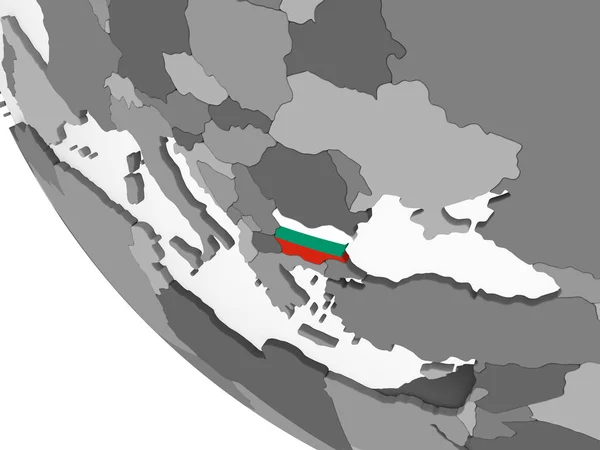 Bulgaria Gray Political Globe Embedded Flag Illustration — Stock Photo, Image