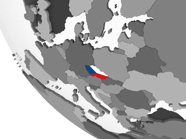 Чехія Сірий Політичних Глобусом Допомогою Вбудованих Прапор Ілюстрація — стокове фото