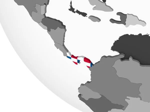 Panama Szürke Politikai Globe Beágyazott Zászló Illusztráció — Stock Fotó