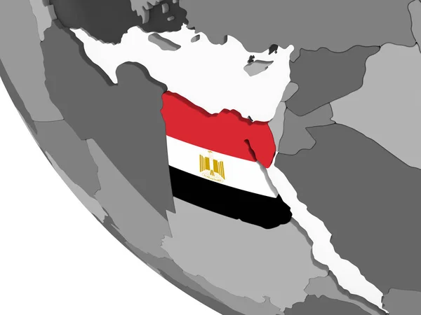 Egipt Szary Globus Polityczny Flagą Osadzonych Ilustracja — Zdjęcie stockowe