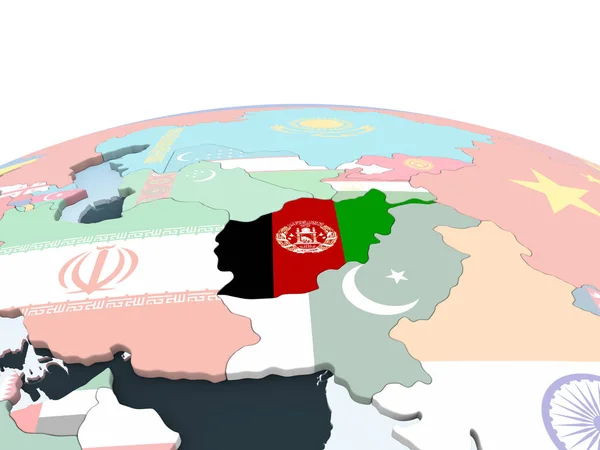 Afghanistan Luminoso Globo Politico Con Bandiera Incorporata Illustrazione — Foto Stock