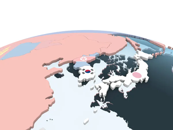 埋め込みフラグと明るい政治世界の韓国 イラストレーション — ストック写真