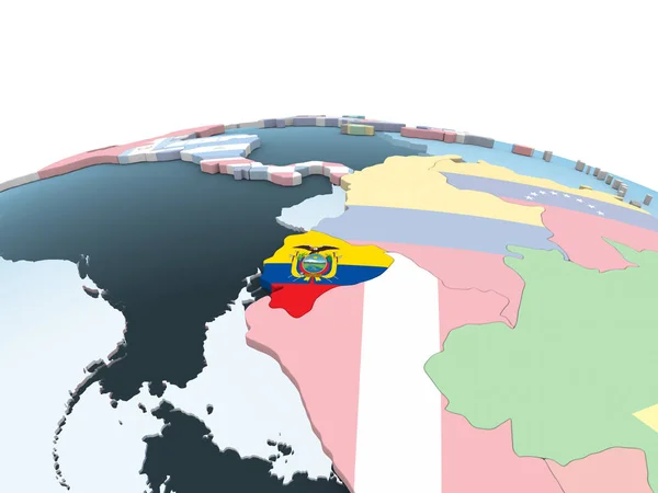 Ecuador Bright Political Globe Embedded Flag Illustration — Stock Photo, Image