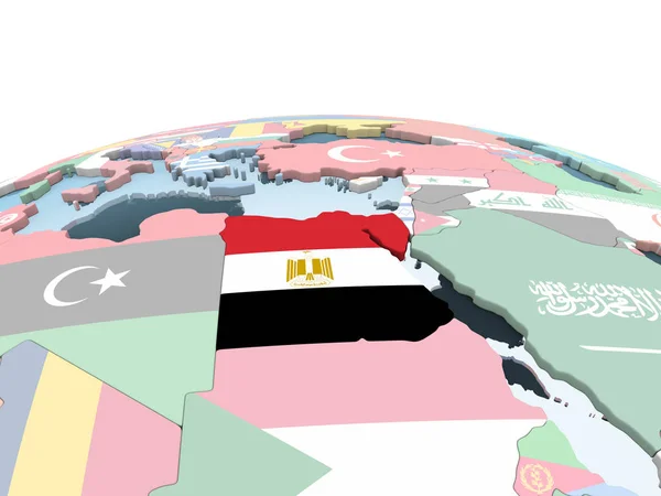 Egypt Bright Political Globe Embedded Flag Illustration — Stock Photo, Image