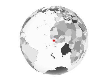 Sierra Leone kırmızı şeffaf okyanuslar ile gri siyasi dünya üzerinde vurgulanır. 3d illüstrasyon izole beyaz arka plan üzerinde.