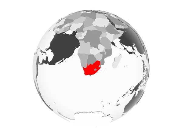 South Africa Highlighted Red Grey Political Globe Transparent Oceans Illustration — Stock Photo, Image