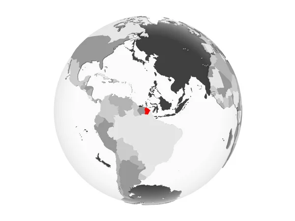 French Guiana Highlighted Red Grey Political Globe Transparent Oceans Illustration — Stock Photo, Image