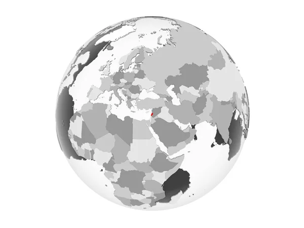 Liban Zaznaczone Czerwono Szary Globus Polityczny Przezroczystym Oceanów Ilustracja Białym — Zdjęcie stockowe