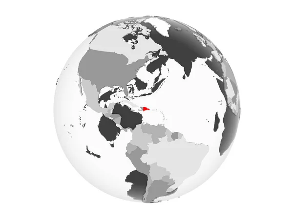 Dominican Republic Highlighted Red Grey Political Globe Transparent Oceans Illustration — Stock Photo, Image