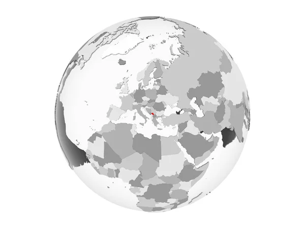 Kosovo Zvýrazněny Červeně Šedé Politické Globe Transparentní Oceány Ilustrace Izolované — Stock fotografie