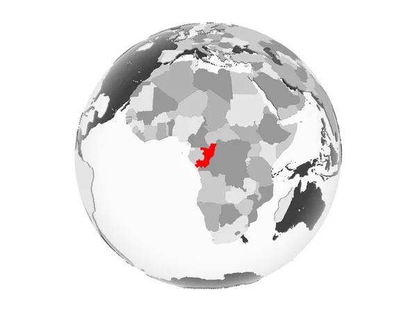 コンゴの透明な海と灰色の政治世界の赤で強調表示されます 白い背景で隔離の — ストック写真