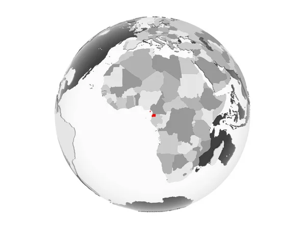 Equatorial Guinea Highlighted Red Grey Political Globe Transparent Oceans Illustration — Stock Photo, Image
