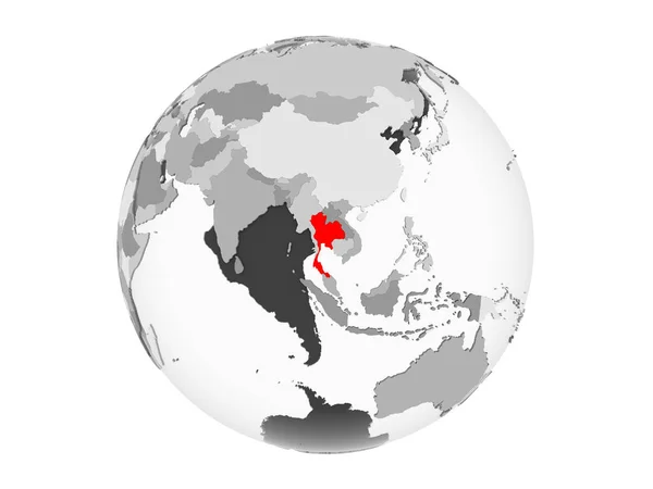 タイは 透明な海と灰色の政治世界の赤で強調表示されます 白い背景で隔離の — ストック写真