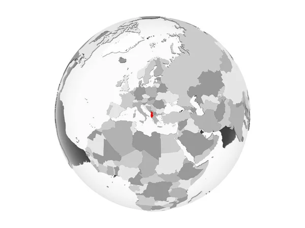 Albania Highlighted Red Grey Political Globe Transparent Oceans Illustration Isolated — Stock Photo, Image