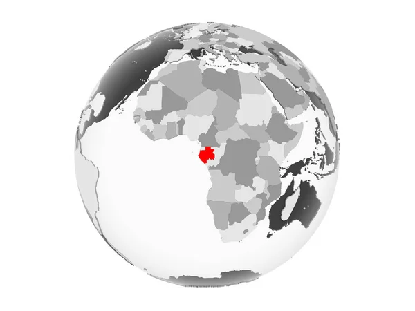 Gabon Highlighted Red Grey Political Globe Transparent Oceans Illustration Isolated — Stock Photo, Image