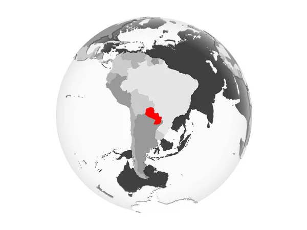 Paraguay Het Rood Grijs Politieke Wereldbol Met Transparante Oceanen Illustratie — Stockfoto