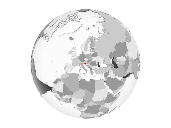 Slovinsko Zvýrazněny Červeně Šedé Politické Globe Transparentní Oceány Ilustrace Izolované — Stock fotografie