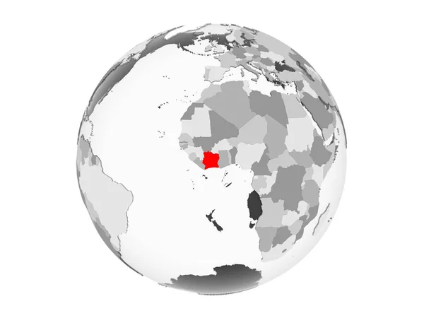 Ivory Coast Highlighted Red Grey Political Globe Transparent Oceans Illustration — Stock Photo, Image