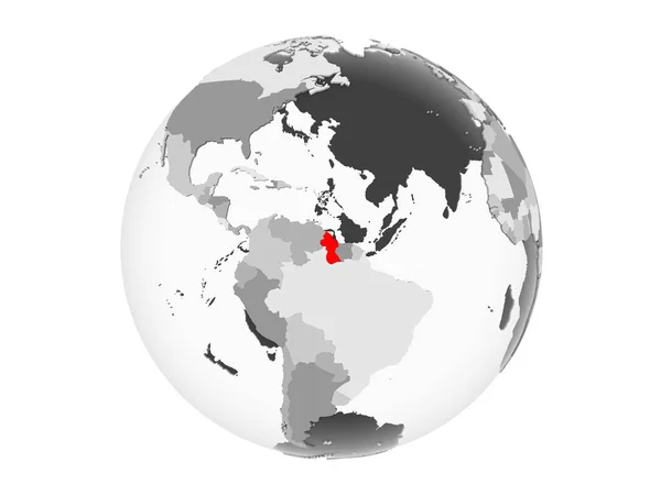 Guyana Highlighted Red Grey Political Globe Transparent Oceans Illustration Isolated — Stock Photo, Image