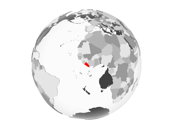 Liberia Highlighted Red Grey Political Globe Transparent Oceans Illustration Isolated — Stock Photo, Image