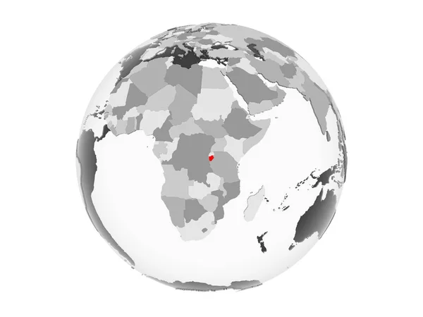 Burundi Evidenziato Rosso Sul Globo Politico Grigio Con Oceani Trasparenti — Foto Stock
