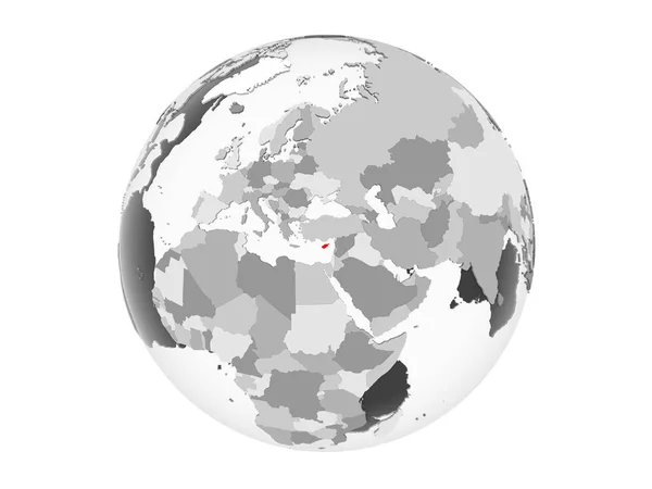 Kypr Zvýrazněny Červeně Šedé Politické Globe Transparentní Oceány Ilustrace Izolované — Stock fotografie