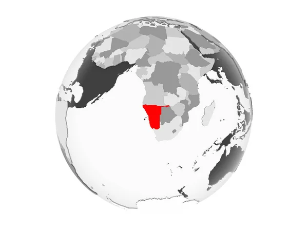 Namibia Highlighted Red Grey Political Globe Transparent Oceans Illustration Isolated — Stock Photo, Image