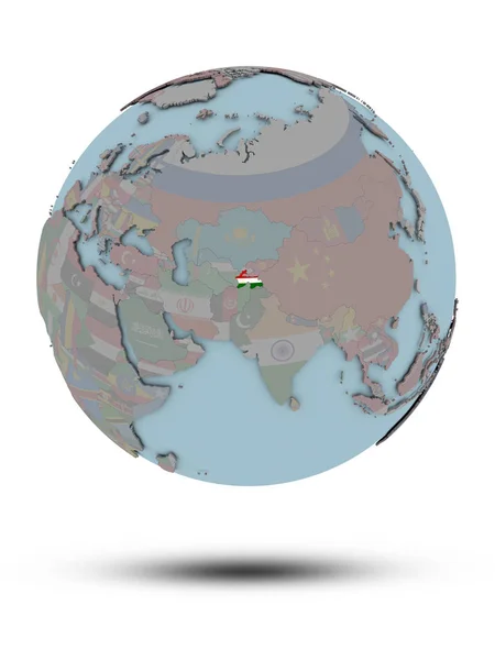 白い背景で隔離の影政治世界の国旗とタジキスタン イラストレーション — ストック写真