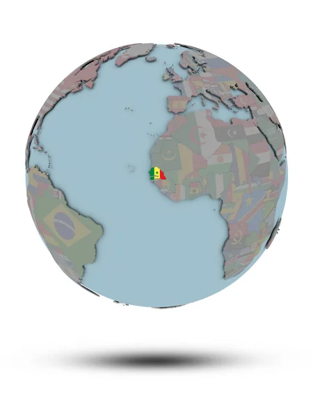 白い背景で隔離の影政治世界の国旗とセネガル イラストレーション — ストック写真