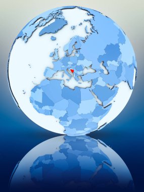 Bosna ve Hersek mavi küre yansıtıcı yüzeyi tarih. 3D çizim.