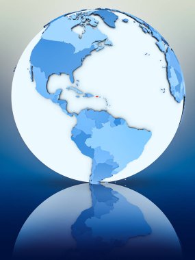 Porto Riko mavi küre yansıtıcı yüzeyi tarih. 3D çizim.