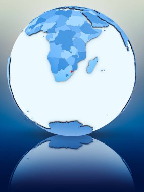Svaziland mavi küre yansıtıcı yüzeyi tarih. 3D çizim.