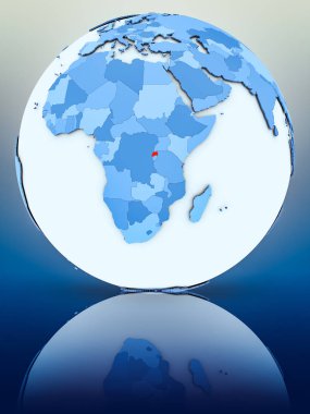 Ruanda mavi küre yansıtıcı yüzeyi tarih. 3D çizim.