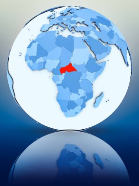 Orta Afrika mavi küre yansıtıcı yüzeyi tarih. 3D çizim.