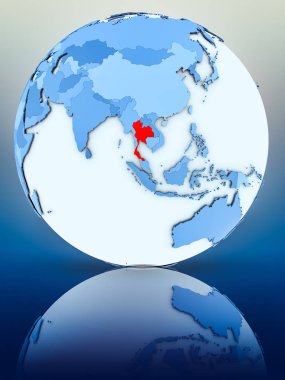 Tayland mavi küre yansıtıcı yüzeyi tarih. 3D çizim.