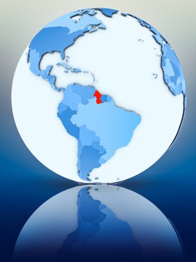 Guyana mavi küre yansıtıcı yüzeyi tarih. 3D çizim.