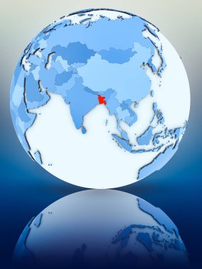Bangladeş mavi küre yansıtıcı yüzeyi tarih. 3D çizim.