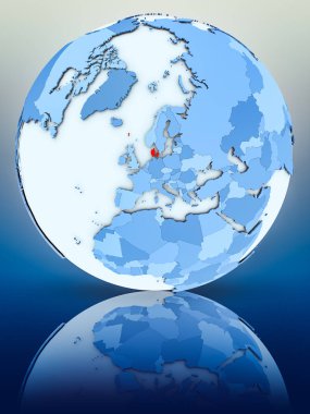 Danimarka mavi küre yansıtıcı yüzeyi tarih. 3D çizim.