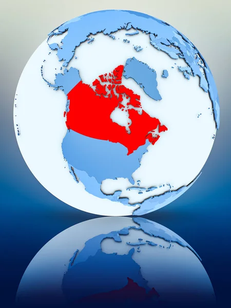 Kanada Auf Blauem Globus Auf Reflektierender Oberfläche Illustration — Stockfoto