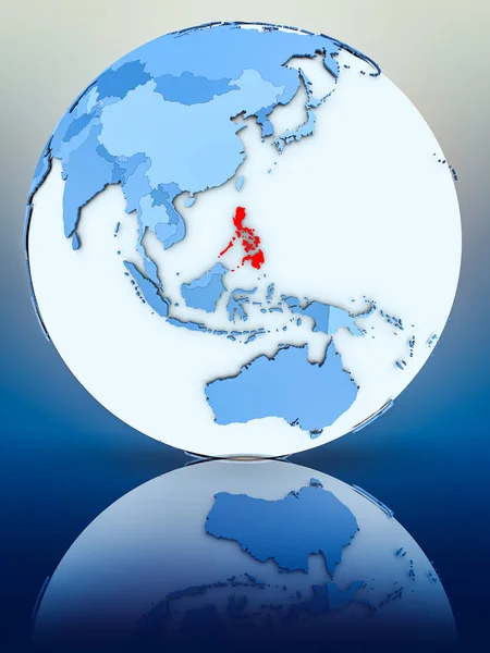 Philippines Blue Globe Reflective Surface Illustration — Stock Photo, Image