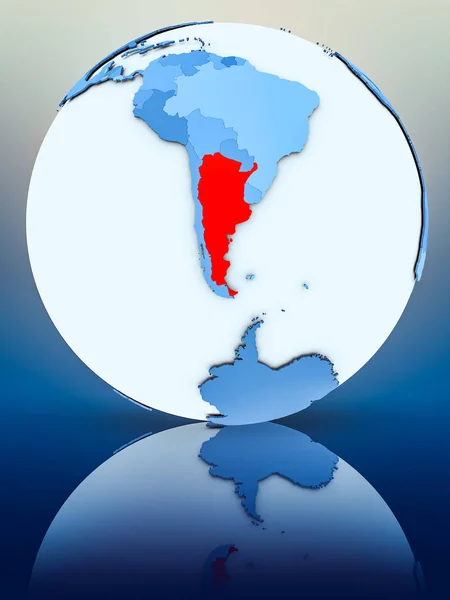 Argentinië Blauwe Wereldbol Reflecterend Oppervlak Illustratie — Stockfoto