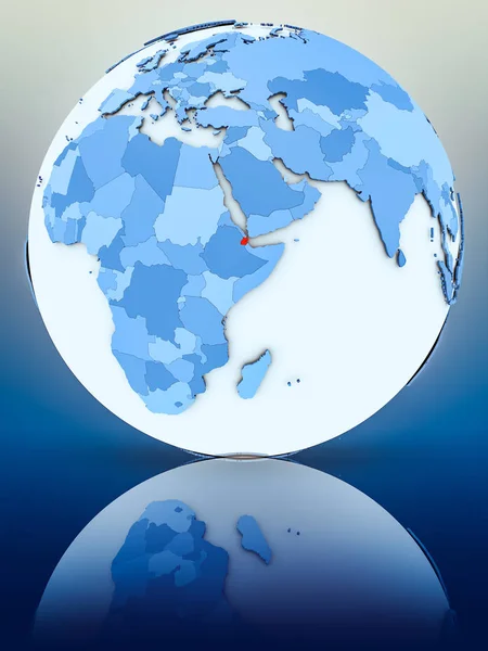 Djibouti Blue Globe Reflective Surface Illustration — Stock Photo, Image