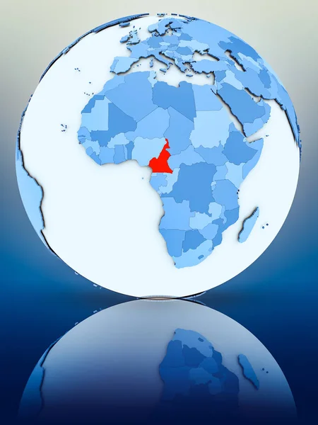 Kameroen Blauwe Wereldbol Reflecterend Oppervlak Illustratie — Stockfoto