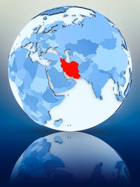 Iran Blå Klotet Reflekterande Yta Illustration — Stockfoto