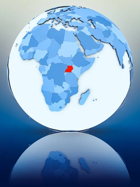 Уганда Синій Глобусом Поверхні Відбиває Ілюстрація — стокове фото