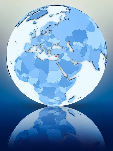 Кіпр Синій Глобусом Поверхні Відбиває Ілюстрація — стокове фото
